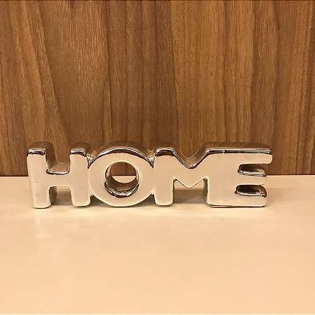 ESCULTURA PALAVRA HOME EM CERAMICA - PRATA