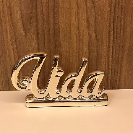 ESCULTURA PALAVRA VIDA EM CERAMICA - PRATA