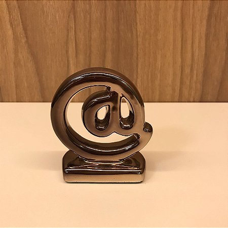 ESCULTURA / ESTATUETA MINI ARROBA @ - PRATA FUME