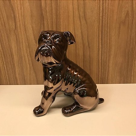 ESCULTURA BULDOG FUMÊ EM CERAMICA