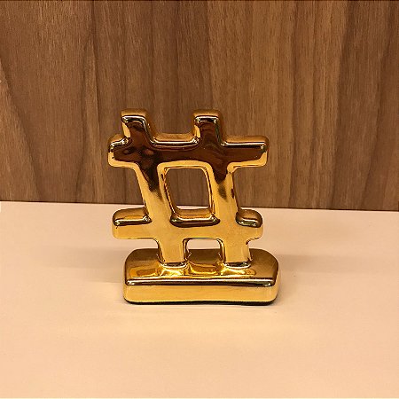 ESCULTURA / ESTATUETA MINI HASHTAG DOURADO