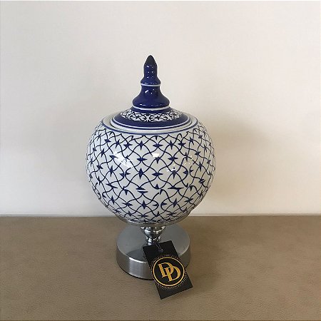 POTE DECORATIVO DE CERAMICA E METAL - PEQUENO
