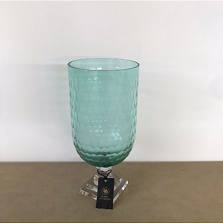 VASO DECORATIVO AZUL DE VIDRO