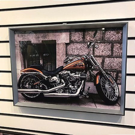 QUADRO COM VIDRO HARLEY LARANJA