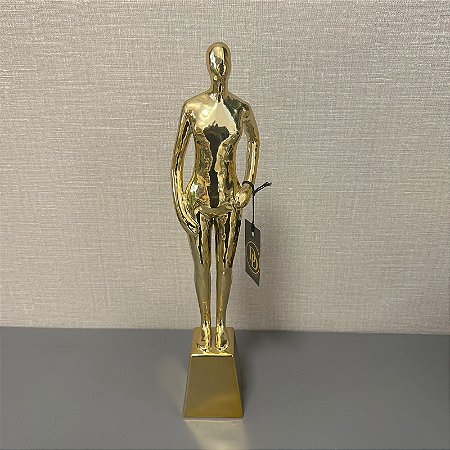 ESCULTURA TROFÉU DOURADO EM CERAMICA