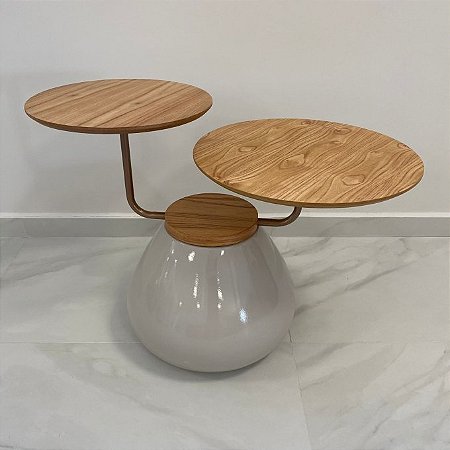 MESA DE APOIO 2 TAMPOS LAMINA CINAMOMO BEGE