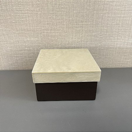 Caixa Quadrada Marrom com Bege Chloe P 15x15cm