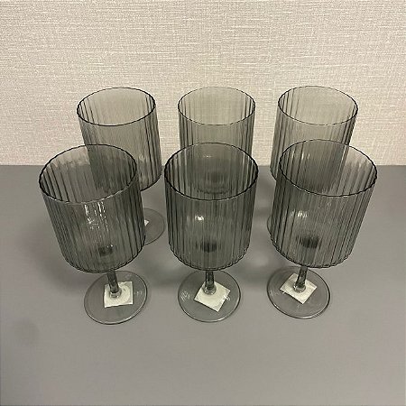 CONJ TAÇA VINHO 370ML CINZA
