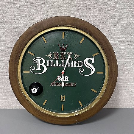 RELÓGIO DE PAREDE KG BILLIARD REX - 40X40CM