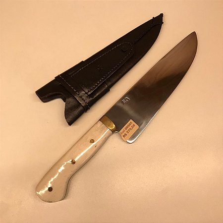 CONJUNTO FACA CABO DE OSSO COM BAINHA EM COURO