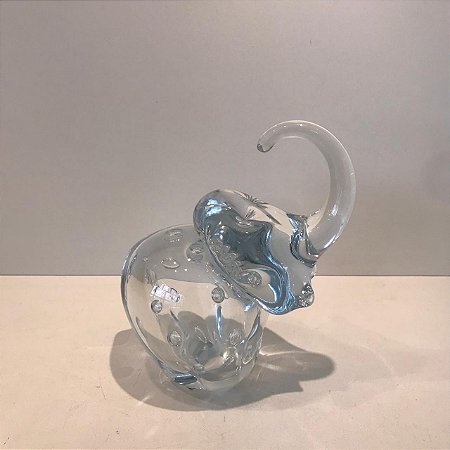 PEÇA EM MURANO ELEFANTE TRANSPARENTE.