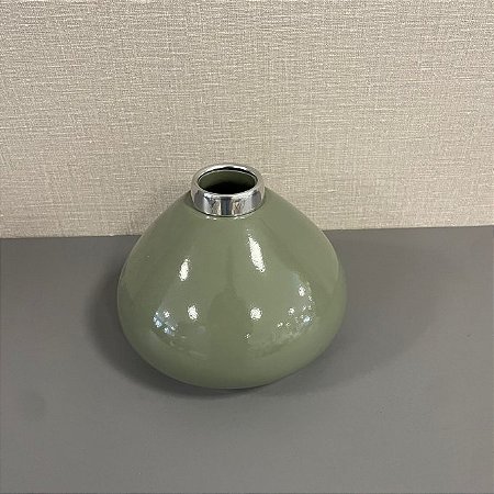 VASO CONE VERDE OLIVA BRILHO - MÉDIO