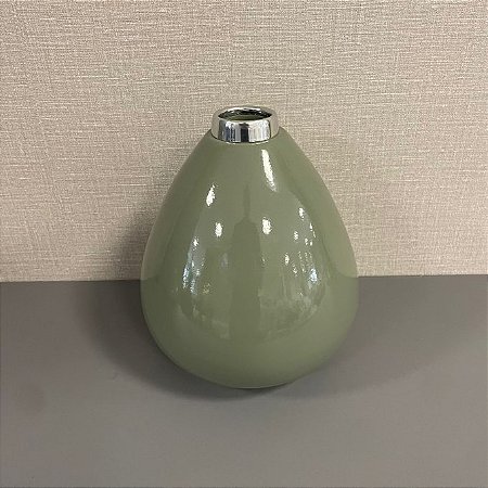 VASO CONE VERDE OLIVA BRILHO - GRANDE