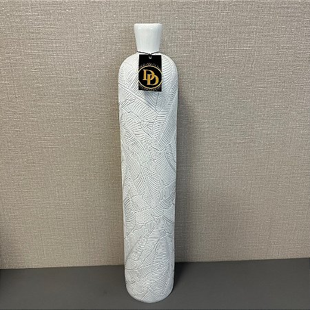 VASO GARRAFA FOLHAS BRANCO EM RESINA  GRANDE