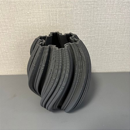 VASO DE CERAMICA ONDAS CINZA CHUMBO