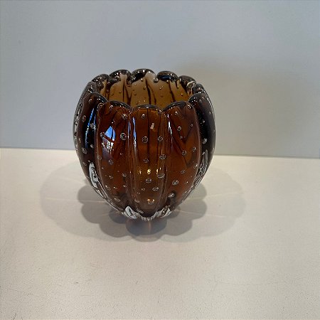 CACHEPOT DE DECORAÇÃO EM MURANO MARROM ESCURO