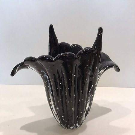 VASO DE DECORAÇÃO EM MURANO TRENTO PRETO