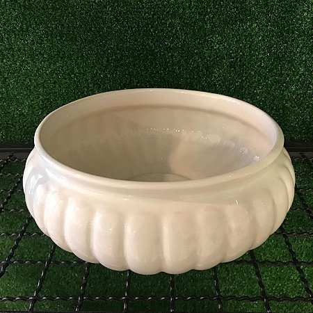 CACHEPOT BRANCO DE CERAMICA DETALHES - PEQUENO