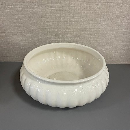 CACHEPOT BRANCO DE CERAMICA DETALHES GRANDE