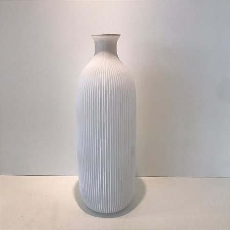 VASO GARRAFA DE VIDRO BRANCO CANELADO