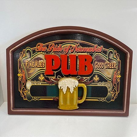 PLACA DE MADEIRA - PUB 54X40CM