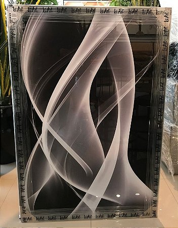 QUADRO ALUMGLASS  GEOMETRICO PRETO E BRANCO -85X125CM