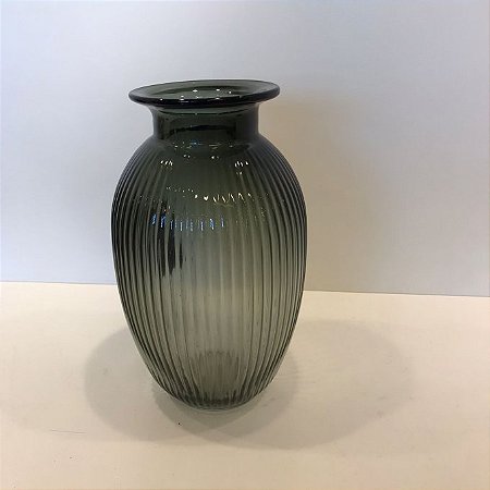 VASO VERDE DE VIDRO TRANSPARENTE