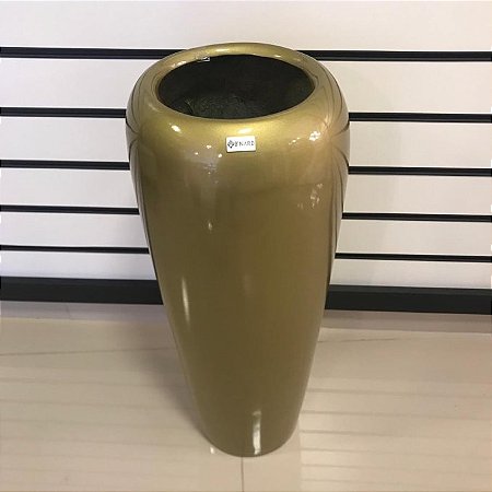 VASO DE CHÃO EM FIBRA DOURADO