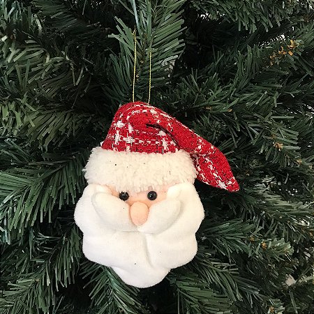 ENFEITE PINGENTE CABEÇA DE PAPAI NOEL COM GLITTER