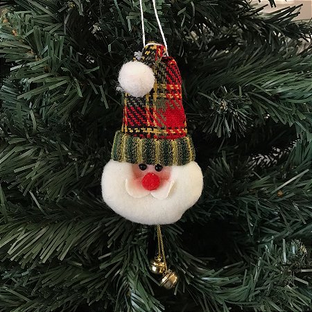 ENFEITE PINGENTE CABEÇA DE PAPAI NOEL COM SINO