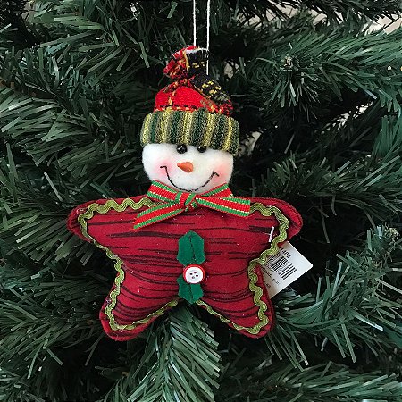 ENFEITE PINGENTE DE NATAL BONECO DE NEVE CORPO ESTRELA