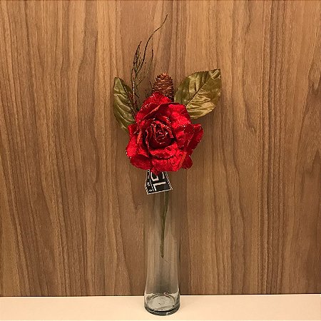 HASTE ROSA VERMELHA E PINHA