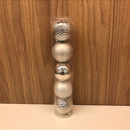 JOGO COM 6 BOLAS DE NATAL PRATA