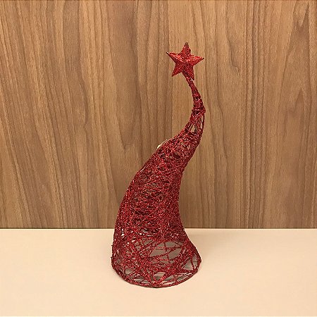 ENFEITE DE NATAL ÁRVORE VERMELHA COM GLITTER