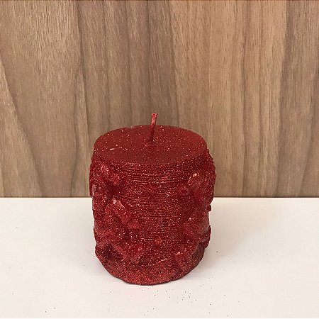 VELA DECORATIVA NATALINA DECORADA VERMELHA - PEQUENA