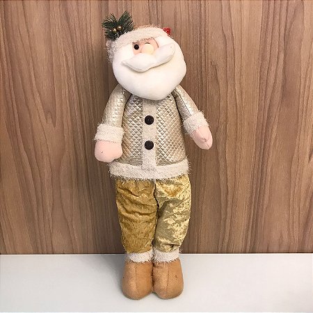 PAPAI NOEL DECORATIVO DOURADO E BRANCO