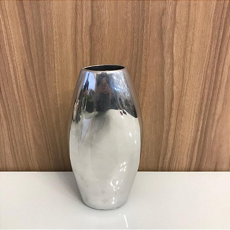 VASO OVAL DE CERAMICA PRATA PEQUENO