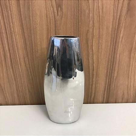 VASO OVAL DE CERAMICA PRATA GRANDE