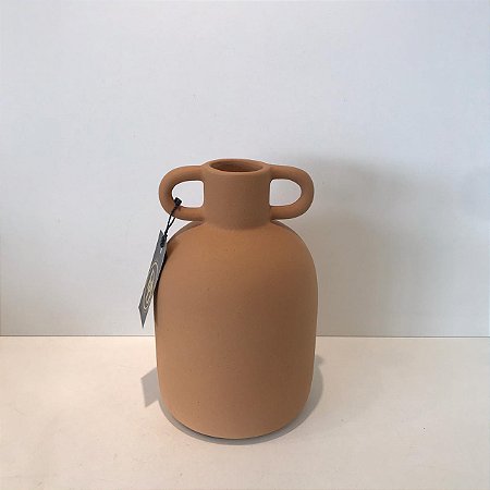 VASO BOJUDO COM ALÇAS TEXTURIZADO TERRACOTA MÉDIO