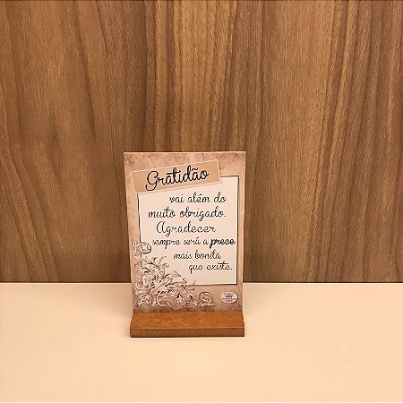 PLAQUINHA COM BASE - GRATIDÃO