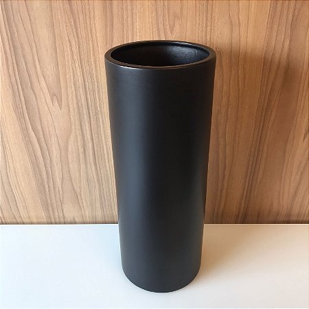VASO DE CHÃO CILINDRICO PRETO FOSCO PEQUENO 59X23CM