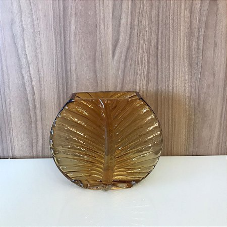 VASO DECORATIVO DE VIDRO AMBAR  PEQUENO