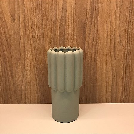 VASO CANELADO VERDE MENTA  PEQUENO