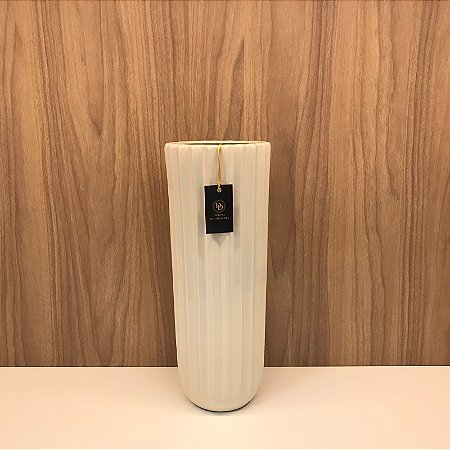 VASO DE CERAMICA CANELADO OFF WHITE   PEQUENO