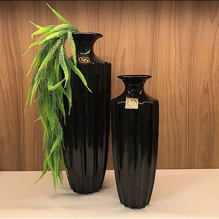 VASO ATLANTIC PRETO BRILHOSO G 62cm M 47cm