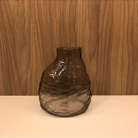 VASO DECORATIVO DE VIDRO FUME GRANDE