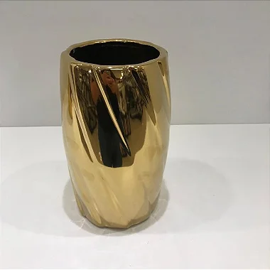 VASO DE CERAMICA DOURADO PEQUENO
