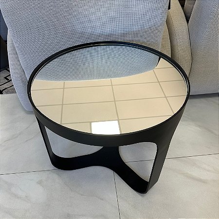 MESA 1 TAMPO ORGÂNICA  PRETA COM ESPELHO GRANDE