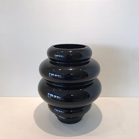 VASO DE VIDRO PRETO CILINDROS GRANDE