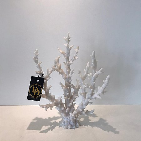 ESCULTURA DECORATIVA ALGA/CORAL MARINHO BRANCA EM RESINA - GRANDE.